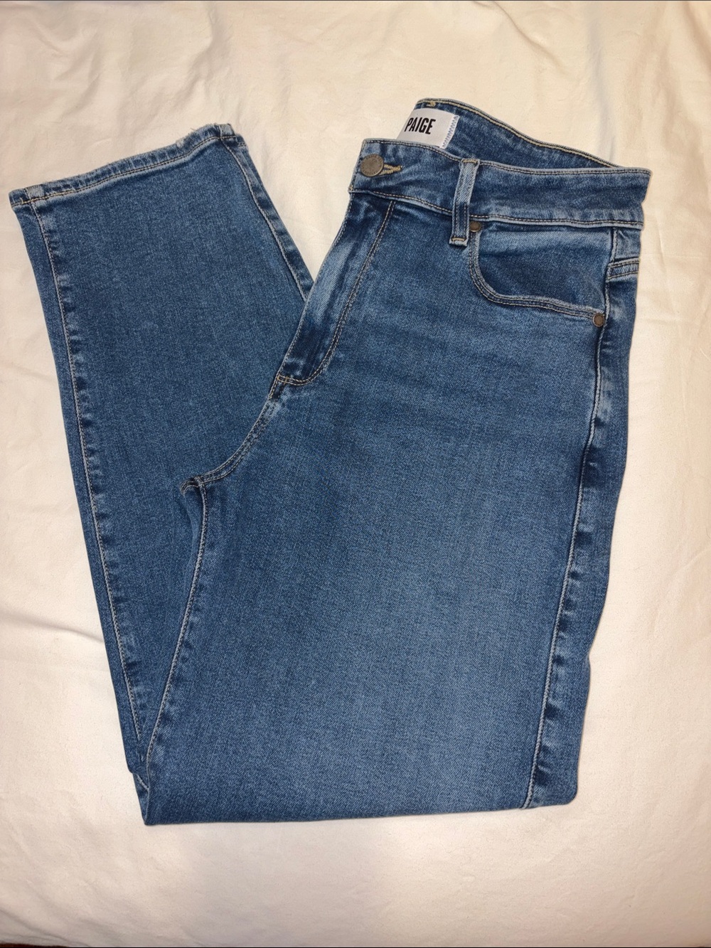 PAIGE Women High-Rise Blue Barrel Jeans